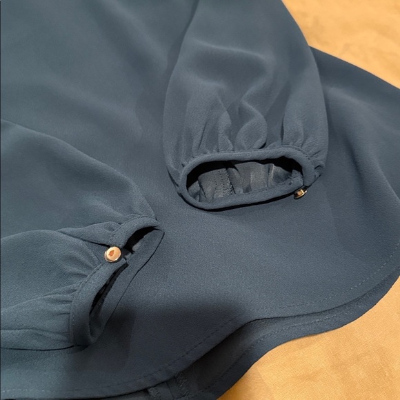 J.Crew Ruffle Neck Top – Forest Green (Size M) | Elegant Work Blouse - Picture 5 of 8